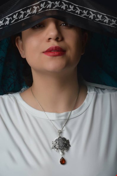 گردنبند آویز زنانه نقره قلمزنی دست ساز کد ki 2008